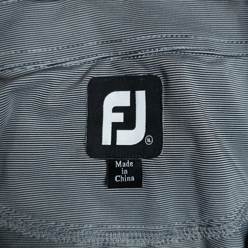 FootJoy FJ Golf Polo Shirt Mens XL Gray Striped Short‎ Sleeve Performance Tech - Picture 6 of 9